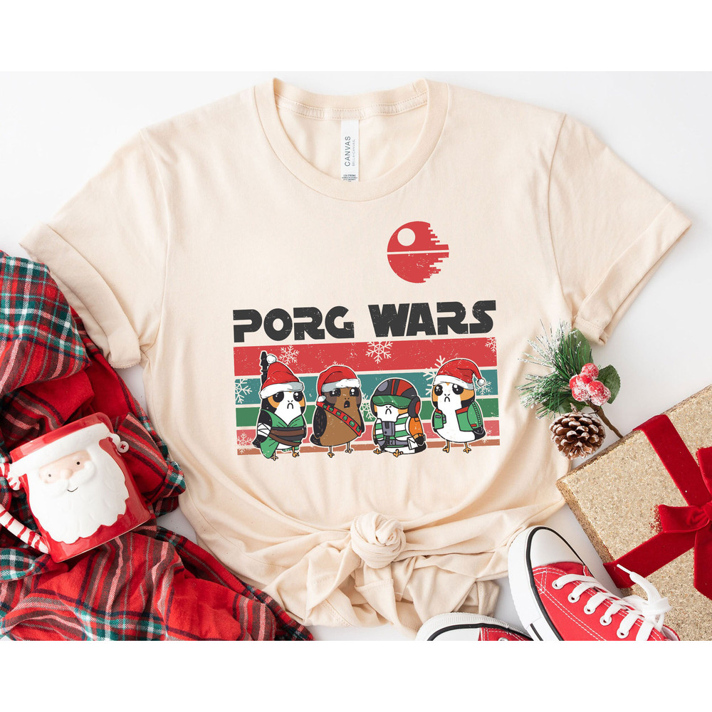 Porg Wars Star Wars Vintage Retro Merry Christmas Shirt Family Matching Walt Disney World Shirt Gift Ideas Men Women.jpg