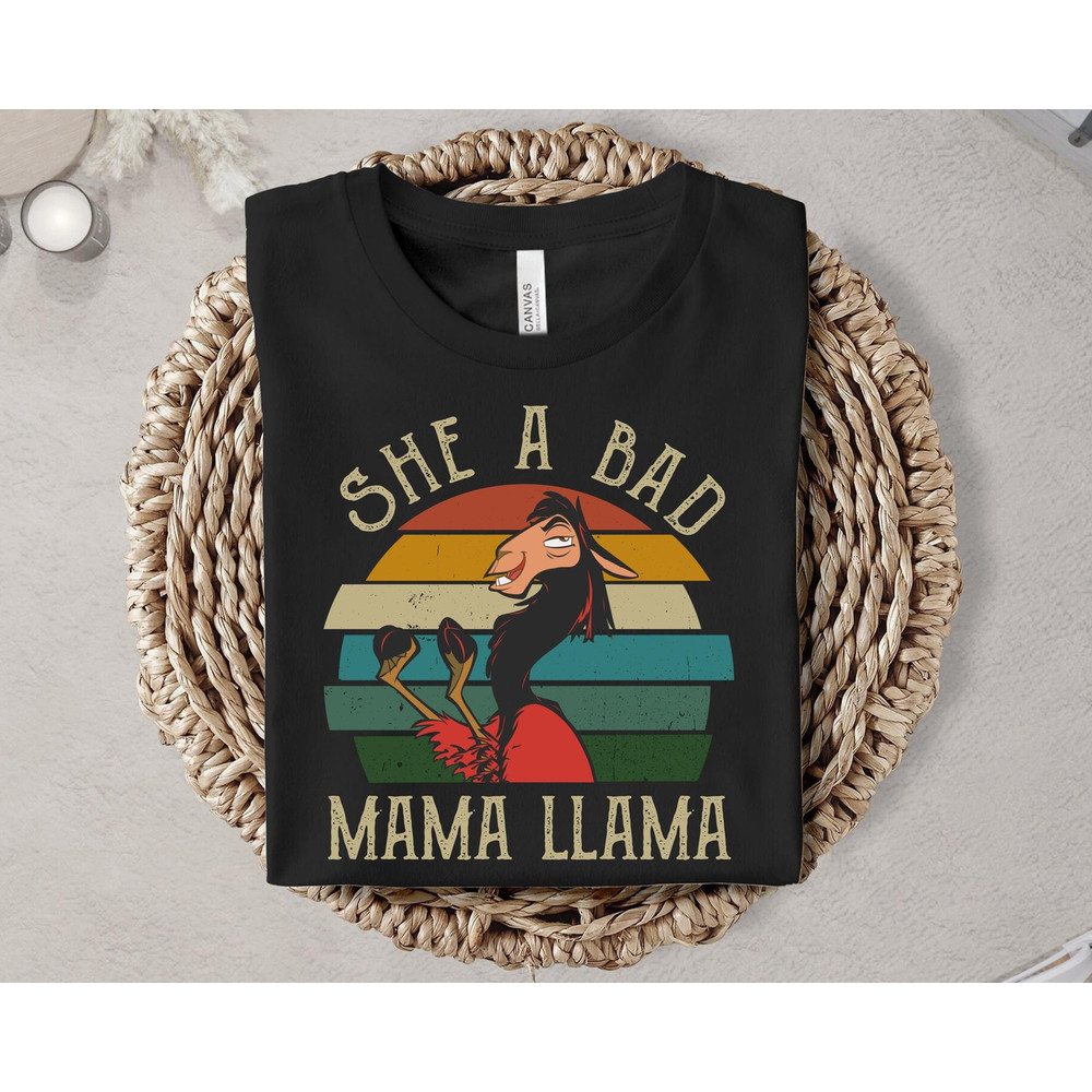 She A Bad Mama Llama Retro Shirt Disney The Emperor's New Groove Vintage T-Shirt Family Matching Tee Cool Gift Ideas Men Women.jpg