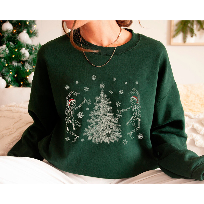 Skeletons Wear Santa Hat Dancing Around Xmas Tree Shirt Family Matching Walt Disney World Shirt Gift Ideas Men Women.jpg