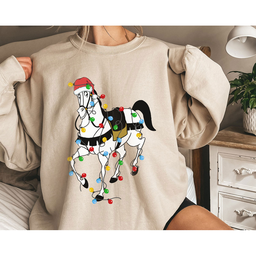 Sleeping Beauty Samson Wear Santa Hat With Christmas Light Disney Horse A Very Merry Shirt Family Matching Walt Disney World Shirt.jpg