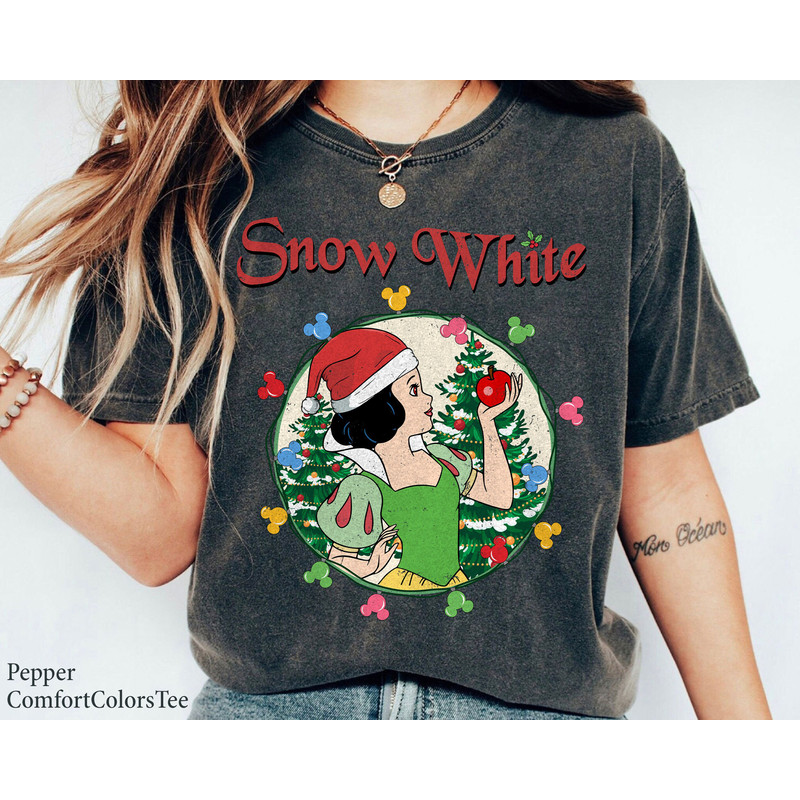 Snow White Christmas Crystal Ball Xmas Tree Mickey Ear Light Shirt Family Matching Walt Disney World Shirt Gift Ideas Men Women.jpg