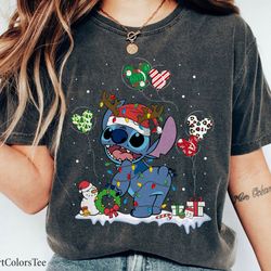 Stitch Santa Hat Reindeer Horn ChristmaLight Mickey Ear Balloon Shirt Family Mat,Tshirt, shirt gift, Sport shirt