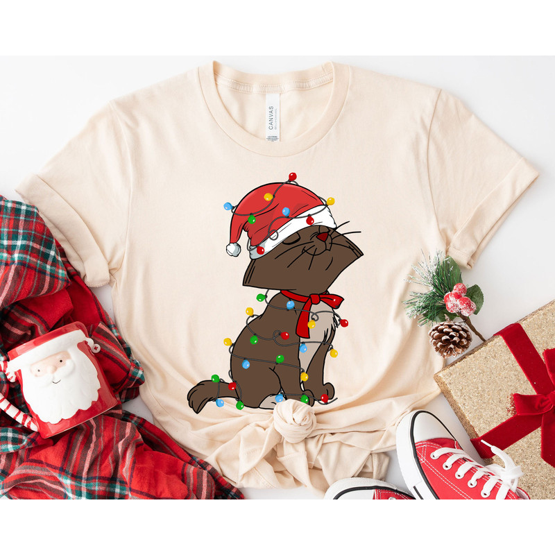 The Aristocats Berlioz Wear Santa Hat With Christmas Light Disney Cat A Very Merry Shirt Family Matching Walt Disney World Shirt Gift Ideas.jpg