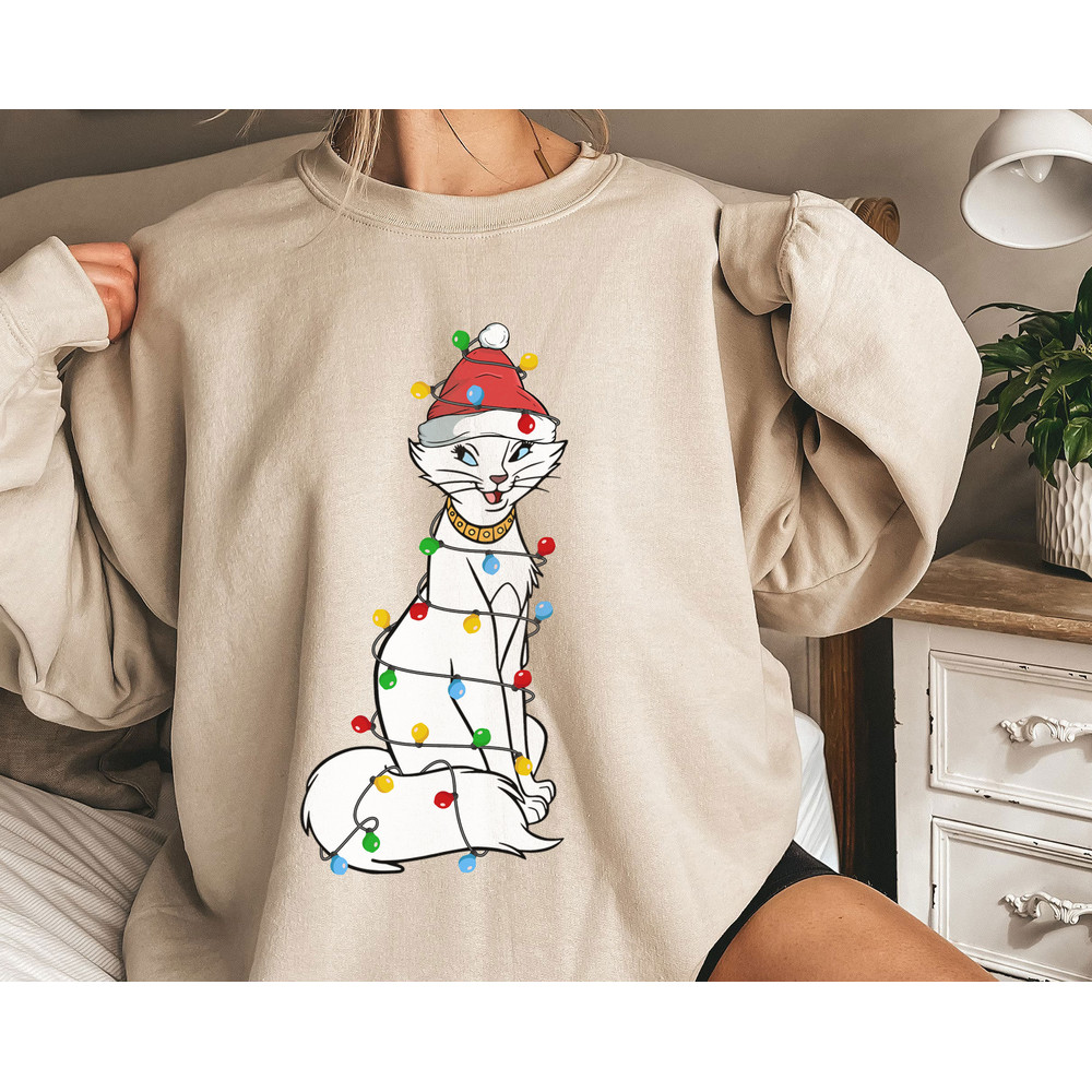 The Aristocats Duchess Wear Santa Hat With Christmas Light Disney Cat A Very Merry Shirt Family Matching Walt Disney World Shirt Gift Ideas.jpg