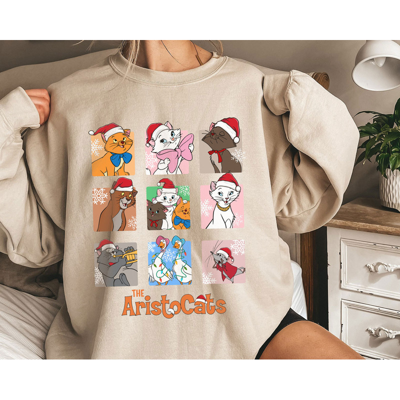 The Aristocats Merry Christmas Xmas Light Santa Hat Christmas Tree Shirt Family Matching Walt Disney World Shirt Gift Ideas Men Women.jpg