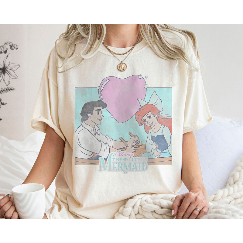 The Little Mermaid Eric and Ariel Heart Portrait Shirt Walt Disney World Shirt Gift Ideas Men Women.jpg