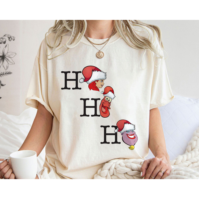 The Little Mermaid Ho Ho Ho Ursula Ariel Funny Merry Christmas Shirt Family Matching Walt Disney World Shirt Gift Ideas Men Women.jpg
