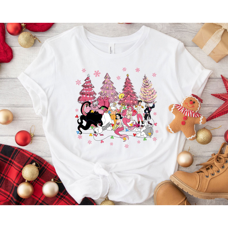 The Little Mermaid Pink Christmas Tree A Very Merry Christmas Shirt Family Matching Walt Disney World Shirt Gift Ideas Men Women.jpg
