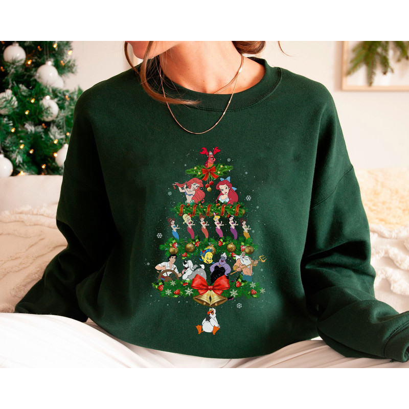 The Little Mermaid Xmas Tree Ariel Ursula Flounder Christmas Light Shirt Walt Disney World Shirt Gift Ideas Men Women.jpg