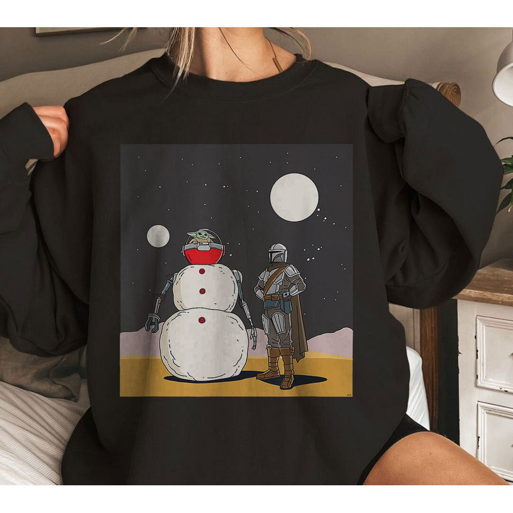 The Mandalorian Grogu Christmas Holiday Snowman Shirt Family Matching Walt Disney World Shirt Gift Ideas Men Women.jpg