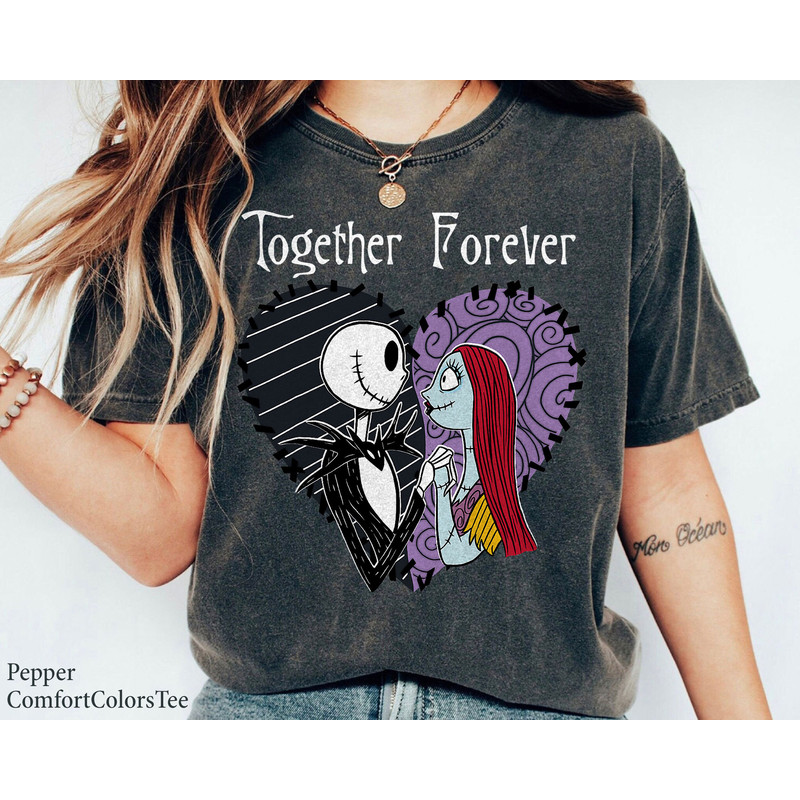 The Nightmare Before Christmas Jack & Sally Together Halloween Shirt Walt Disney World Shirt Gift Ideas Men Women.jpg
