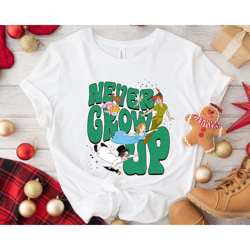 Vintage Retro Never Grow Up Peter Pan Shirt Family Matching Walt Disney World Shirt Gift Ideas Men Women.jpg