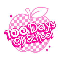 100 days of school pink apple svg