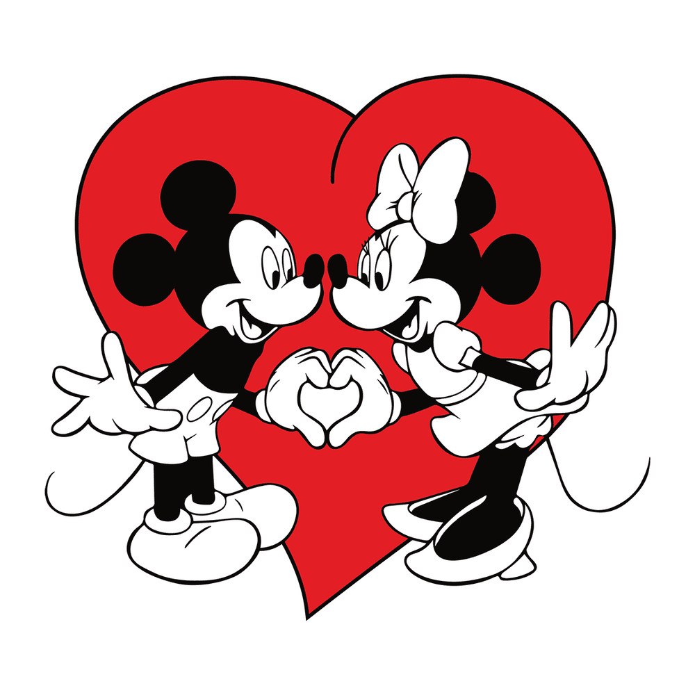 Valentine Mickey and Minnie Red Heart SVG.png
