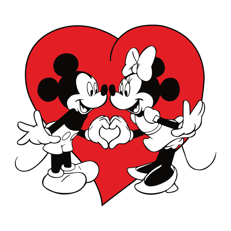 Valentine Mickey and Minnie Red Heart SVG.png