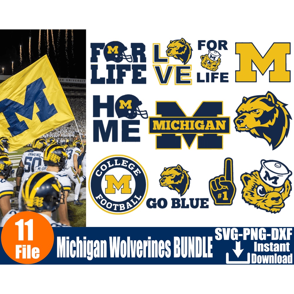 11 Files Michigan Wolverines Football Svg Bundle, Wolverines Logo Svg.png