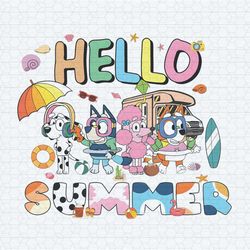 hello summer bluey characters vacation png