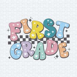 checkered first grade first day of school svg