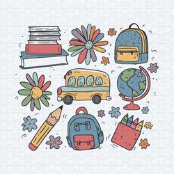 back to school doodles school bus books svg