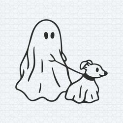 funny halloween ghost dog walker svg