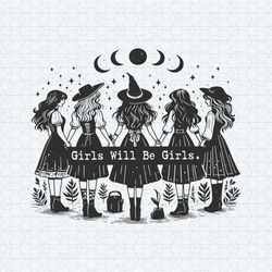 retro girls will be girls witchy gothic moon phase svg