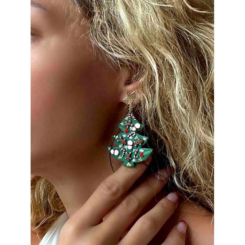Christmas Tree Polymer Clay Earrings 1