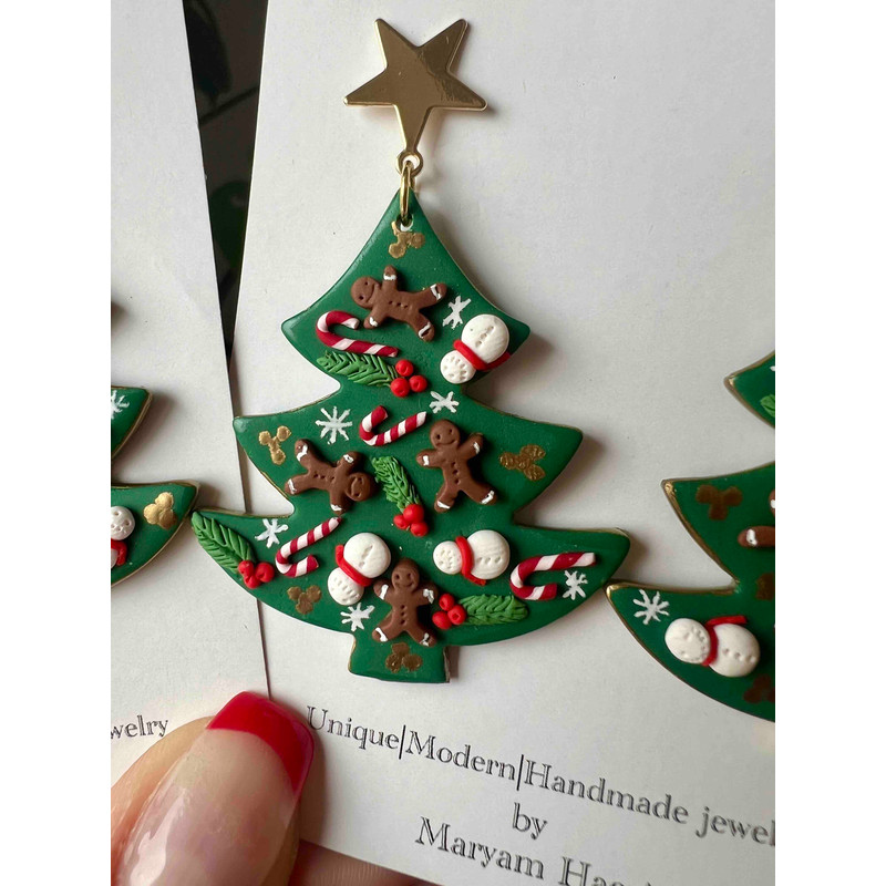 Christmas Tree Polymer Clay Earrings 2