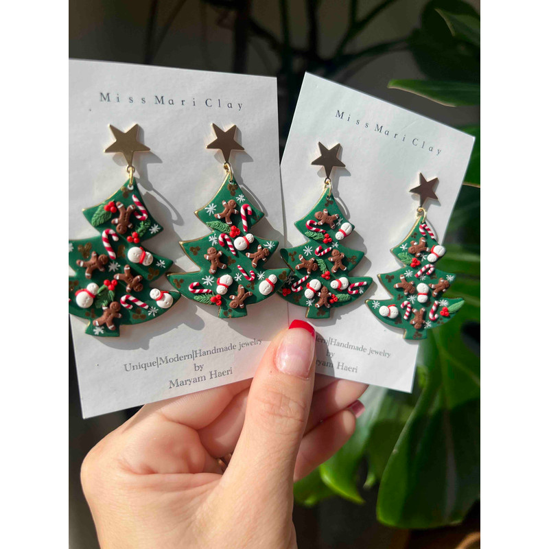 Christmas Tree Polymer Clay Earrings 3