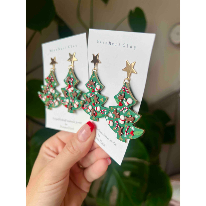 Christmas Tree Polymer Clay Earrings 5