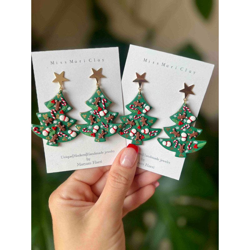 Christmas Tree Polymer Clay Earrings 6