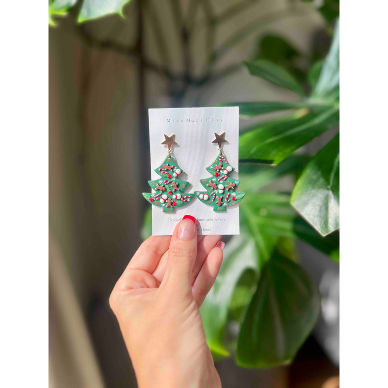 Christmas Tree Polymer Clay Earrings 8