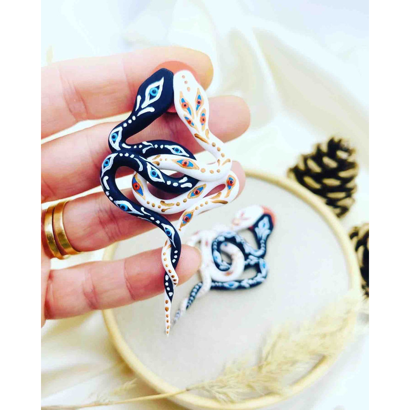 Bohemian Snake Polymer Clay Earrings 0