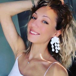 big statement flower clay earrings, white flower, spring summer earrings, gift for her, chandelier earrings