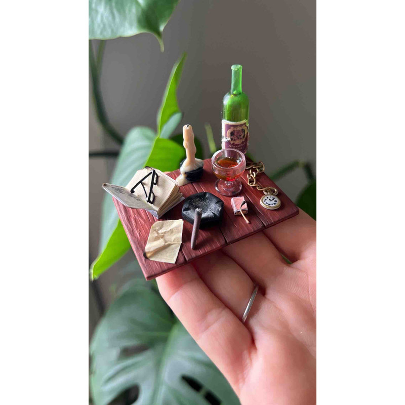 Dollhouse Miniature Vintage Table Prep Scenegift For Miniature Collectors 0