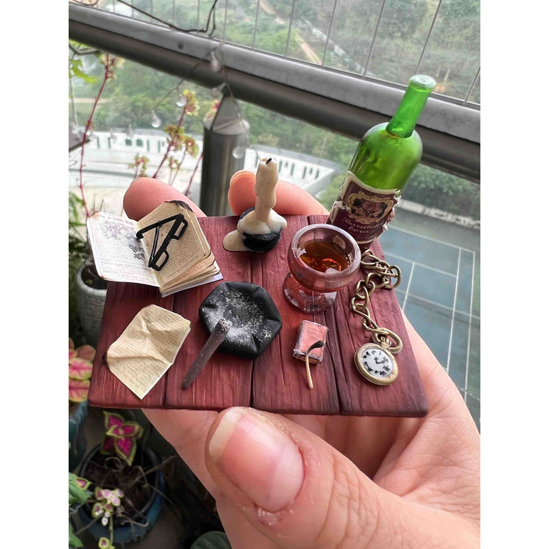 Dollhouse Miniature Vintage Table Prep Scenegift For Miniature Collectors 1