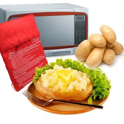 1PCS   Microwave Potato Bag Red Reusable Baking Cooker Washable Rice Pocket Oven Easy Quick Cooking Tools Kitchen Gadget