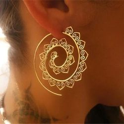Trendy Gold Silver Color Round Spiral Earrings for Women Brinco Earings Oorbellen Hoop Earrings Alloy Pendientes Earring