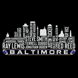 Baltimore Football Team All Time Legends Baltimore City Skyline SVG