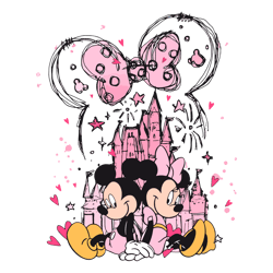 Vintage Valentines Day Mickey Minnie Castle PNG