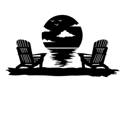 adirondack svg adirondack chair svg lake scene svg moonlight scene svg lake and forest scene svg lake life silhouet