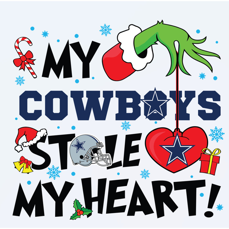 Grinch Hand My Cowboys Stole My Heart SVG, Funny Christmas With Grinch And Cowboys SVG.png