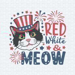red white and meow happy independence day svg