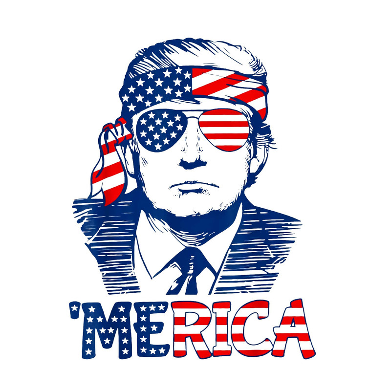Only PNG File - Trump Merica PNG Trump Sunglasses 4th Of July American Flag PNG Patriotic.jpg