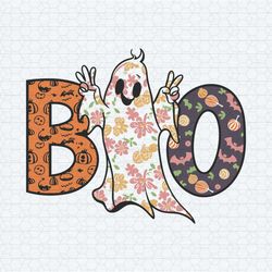 boo halloween floral ghost spooky season svg
