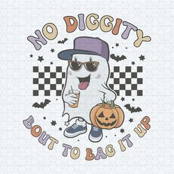 retro no diggity bout to bag it up ghost pumpkin svg