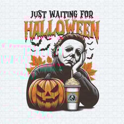 just waiting for halloween michael myers coffee png