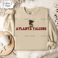 NFL Grinch Atlanta Falcons Embroidery Design, NFL Logo Embroidery Design, NFL Embroidery Design