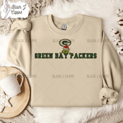 NFL Grinch Green Bay Packers Embroidery Design, NFL Logo Embroidery Design, NFL Embroidery Design