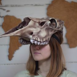moose skull helmet | lightweight 3d printed elk mask | rrealistic animal skull mask