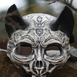 bat skull mask, animal skull mask with pattern, cat skull mask